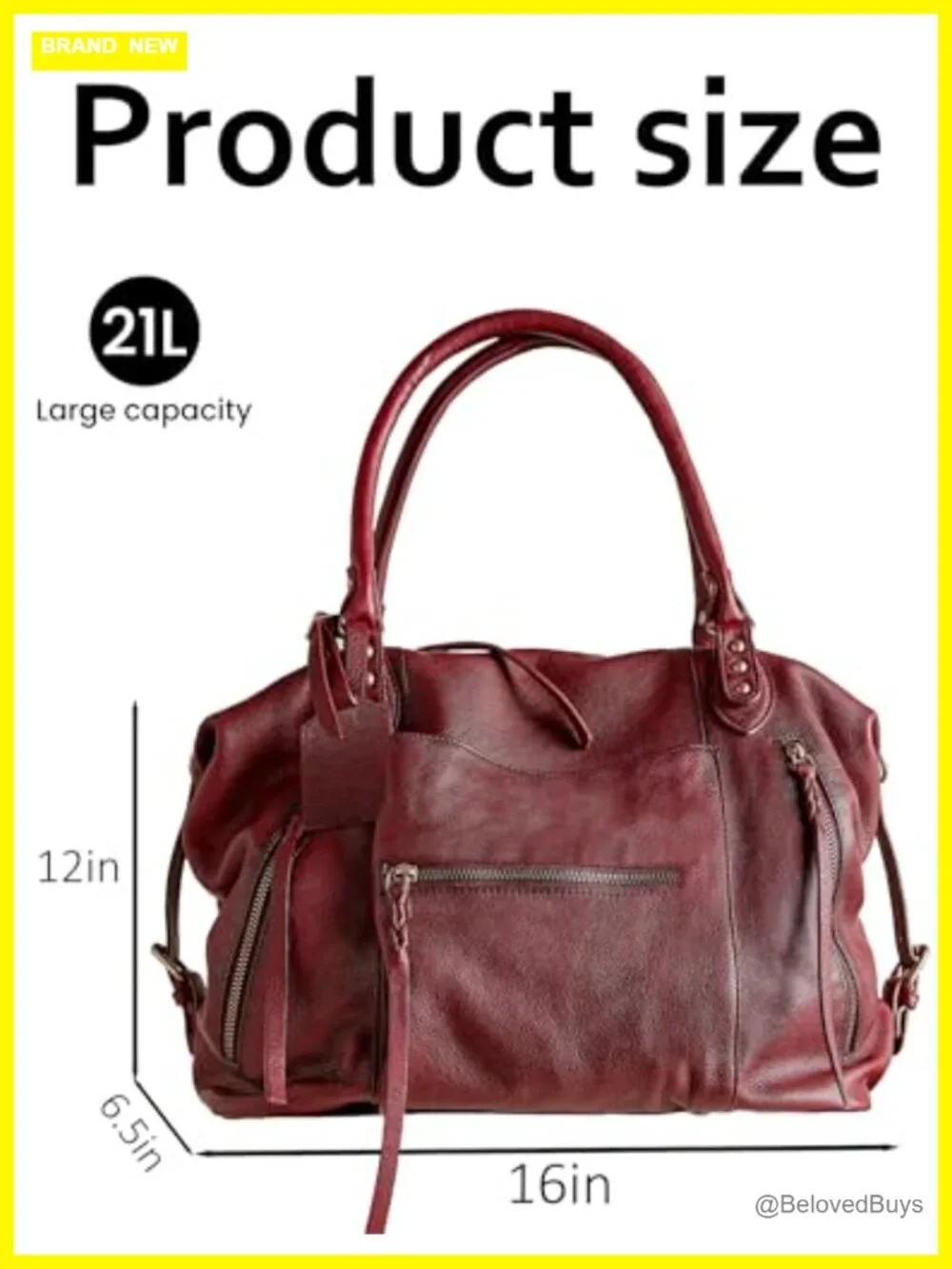 Large Vegan Leather Tote Bag with Zipper Hobo Handbag Adjustable Strap